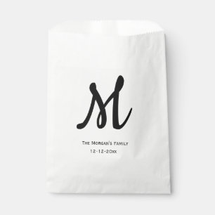 personalized simple monogram add your name wedding favor bag