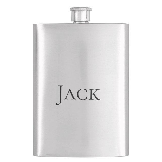 personalized simple monogram add your name wedding flask (Front)