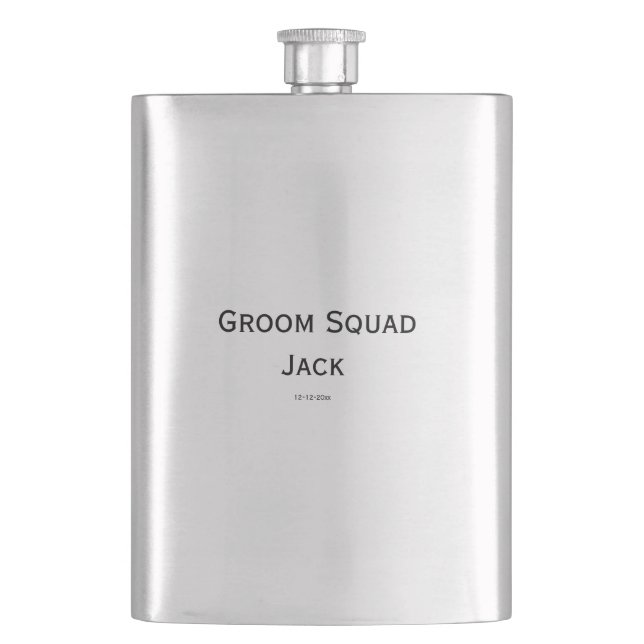 personalized simple monogram add your name wedding flask (Front)