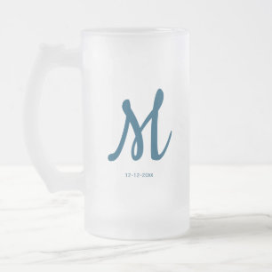 personalized simple monogram add your name wedding frosted glass beer mug