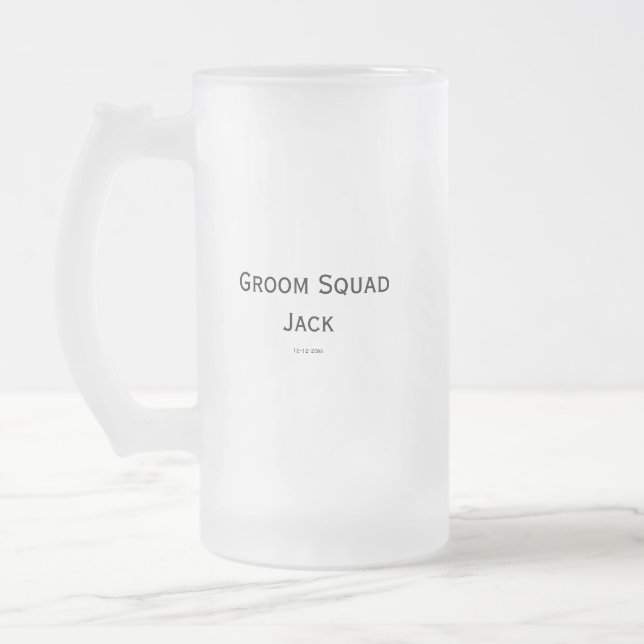 personalized simple monogram add your name wedding frosted glass beer mug (Left)