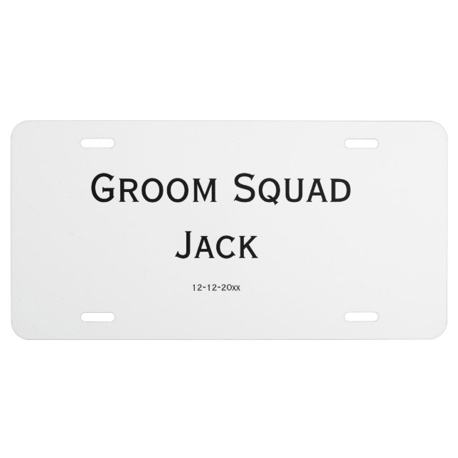 personalized simple monogram add your name wedding license plate (Front)