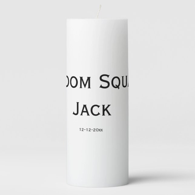 personalized simple monogram add your name wedding pillar candle (Front)