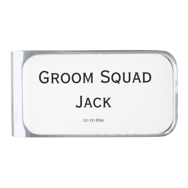 personalized simple monogram add your name wedding silver finish money clip (Front)