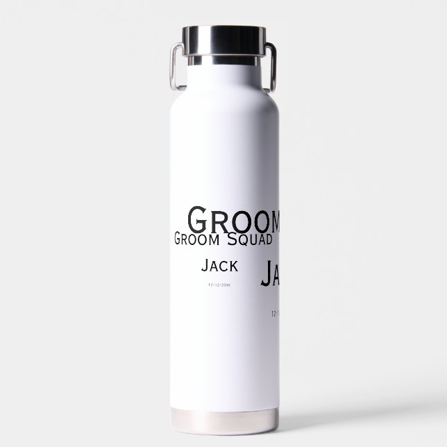 personalized simple monogram add your name wedding water bottle (Front)