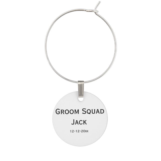 personalized simple monogram add your name wedding wine charm (Front)