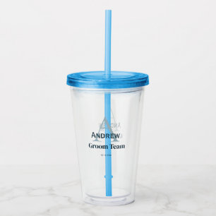 personalized simple monogram groom team groomsmen  acrylic tumbler