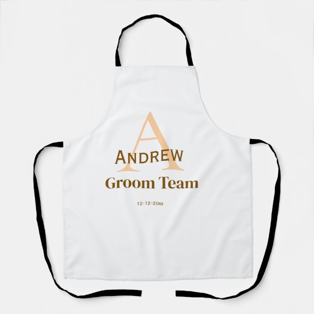 personalized simple monogram groom team groomsmen  apron (Front)