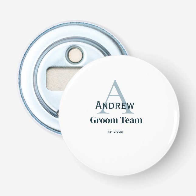 personalized simple monogram groom team groomsmen  bottle opener (Front)
