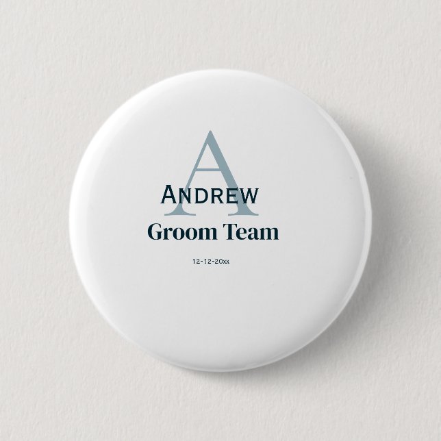 personalized simple monogram groom team groomsmen  button (Front)