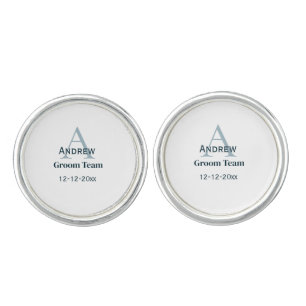 personalized simple monogram groom team groomsmen  cufflinks