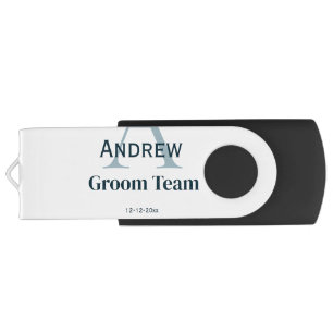 personalized simple monogram groom team groomsmen  flash drive