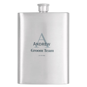 personalized simple monogram groom team groomsmen  flask