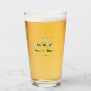 personalized simple monogram groom team groomsmen  glass