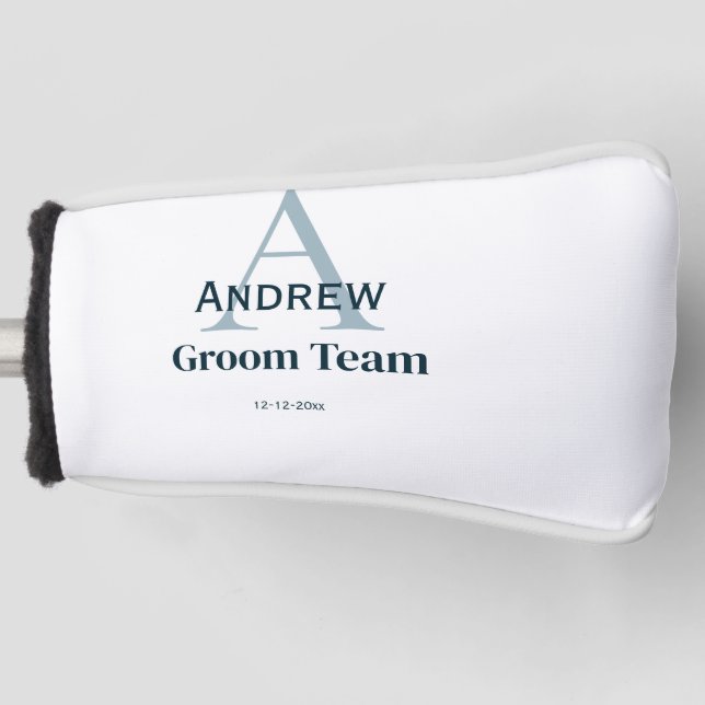 personalized simple monogram groom team groomsmen  golf head cover (Front)