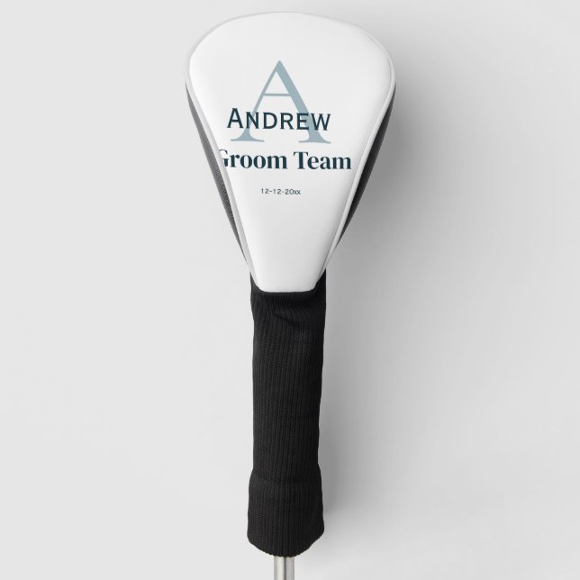 personalized simple monogram groom team groomsmen  golf head cover (Front)