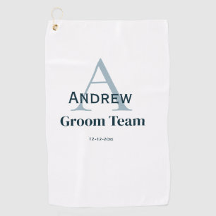 personalized simple monogram groom team groomsmen golf towel