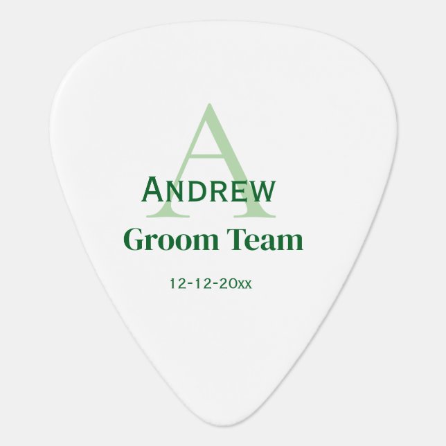 personalized simple monogram groom team groomsmen  guitar pick (Front)