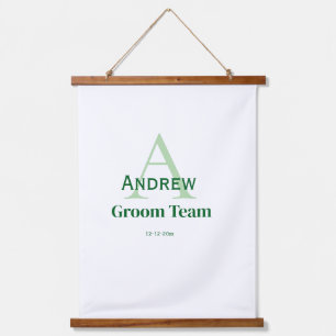 personalized simple monogram groom team groomsmen  hanging tapestry