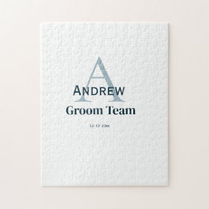 personalized simple monogram groom team groomsmen  jigsaw puzzle