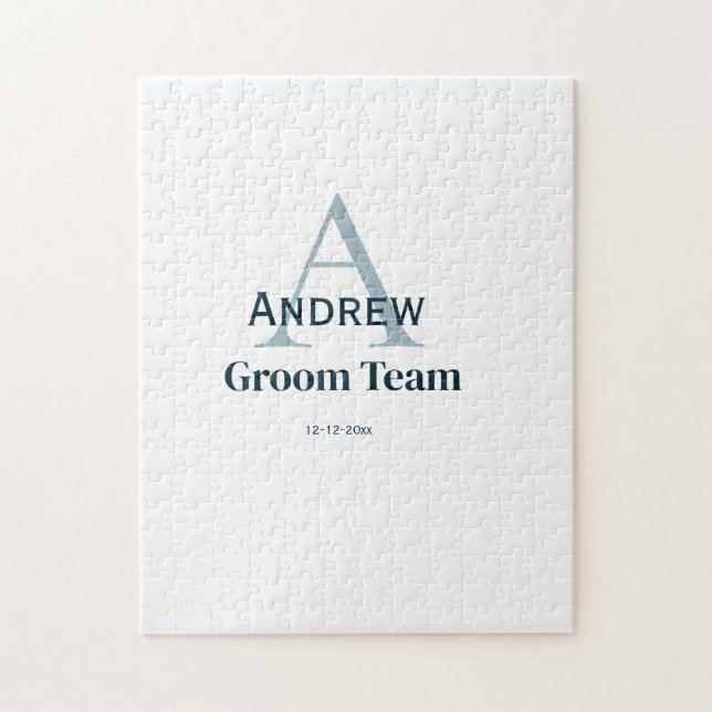 personalized simple monogram groom team groomsmen  jigsaw puzzle (Vertical)