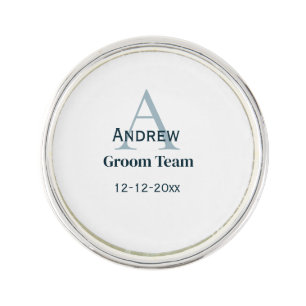 personalized simple monogram groom team groomsmen  lapel pin