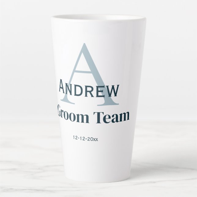 personalized simple monogram groom team groomsmen  latte mug (Front)