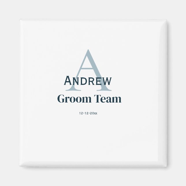 personalized simple monogram groom team groomsmen  magnet (Front)