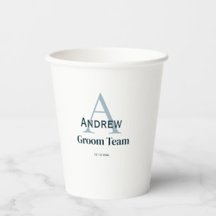 personalized simple monogram groom team groomsmen paper cups