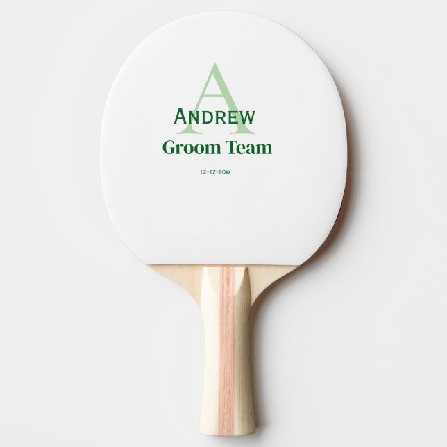 personalized simple monogram groom team groomsmen  ping pong paddle (Front)