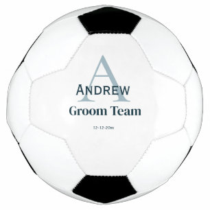 personalized simple monogram groom team groomsmen soccer ball