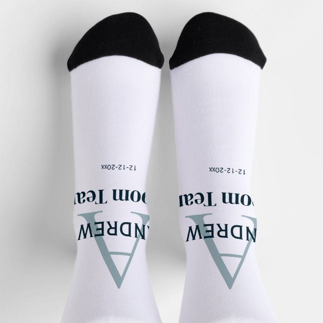 personalized simple monogram groom team groomsmen  socks (Top)
