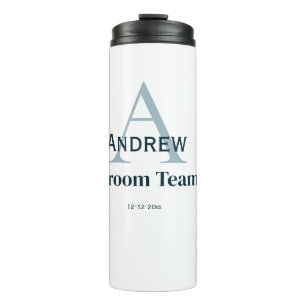 personalized simple monogram groom team groomsmen thermal tumbler