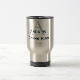 personalized simple monogram groom team groomsmen  travel mug