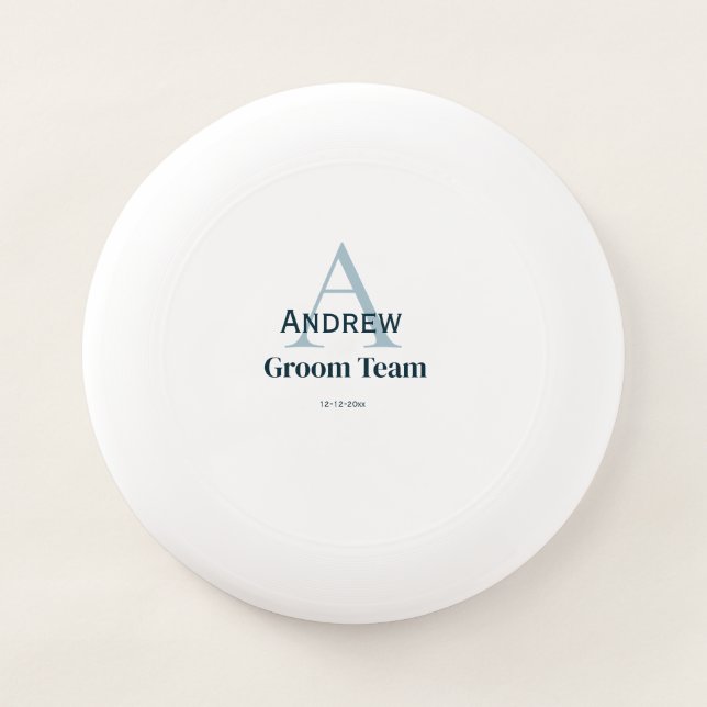 personalized simple monogram groom team groomsmen  Wham-O frisbee (Front)