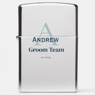 personalized simple monogram groom team groomsmen  zippo lighter