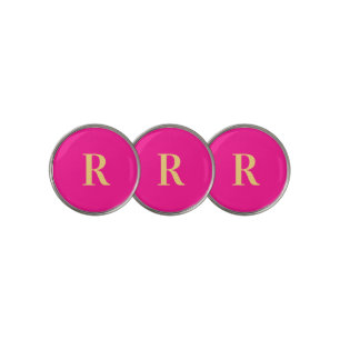 Personalized Simple Monogram Hot Pink Golf Ball Marker