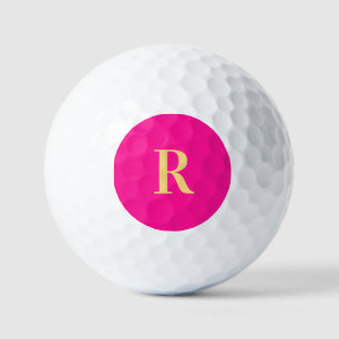 Personalized Simple Monogram Hot Pink Golf Balls