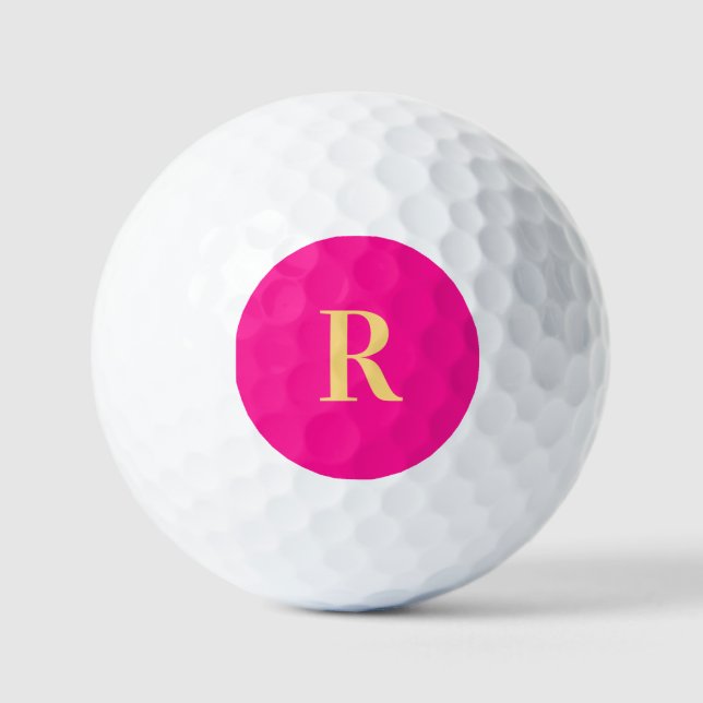 Personalized Simple Monogram Hot Pink Golf Balls (Front)