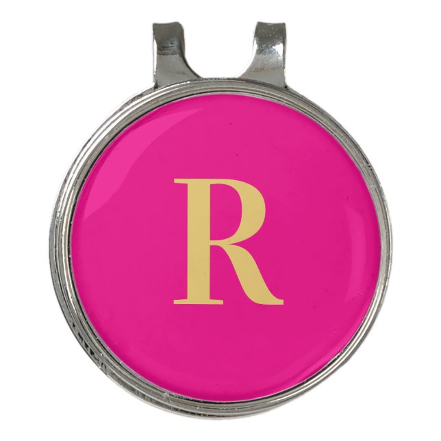 Personalized Simple Monogram Hot Pink Golf Hat Clip (Front)