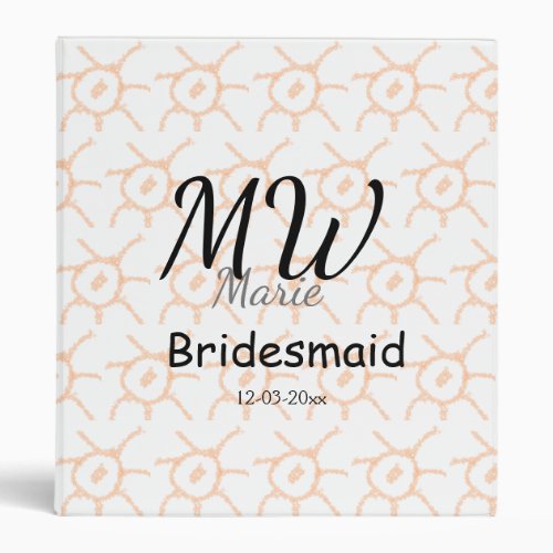 personalized simple monogram name bridesmaid spark 3 ring binder