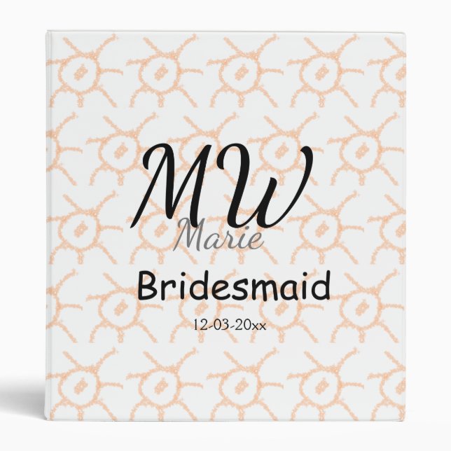 personalized simple monogram name bridesmaid spark 3 ring binder (Front)