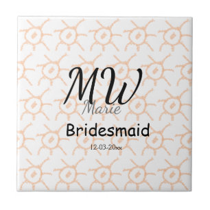 personalized simple monogram name bridesmaid spark ceramic tile