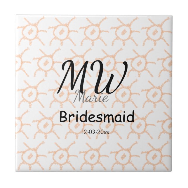personalized simple monogram name bridesmaid spark ceramic tile (Front)