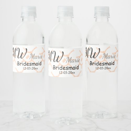 personalized simple monogram name bridesmaid spark water bottle label