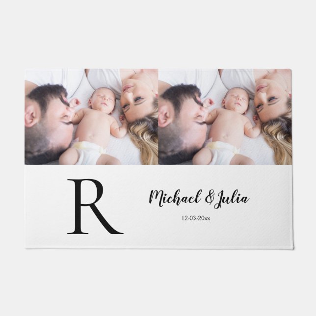 personalized simple monogram name first christmas  doormat (Front)