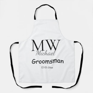 personalized simple monogram name groomsman minima apron
