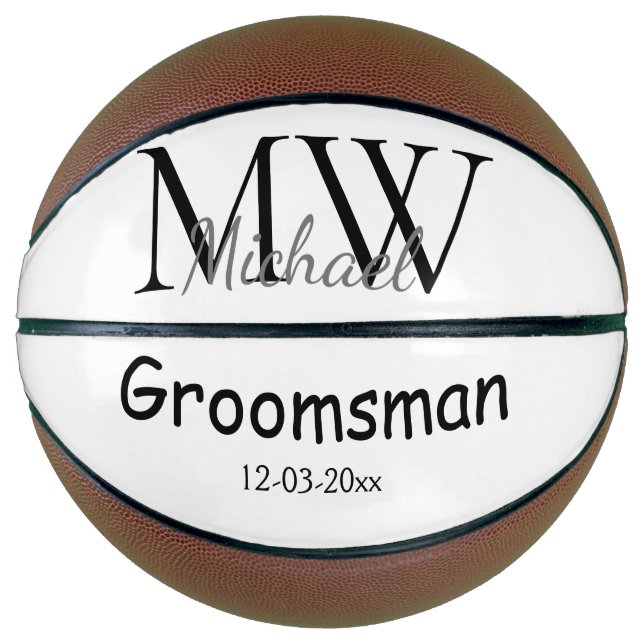 personalized simple monogram name groomsman minima basketball (Front)