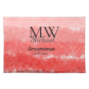 personalized simple monogram name groomsman minima cloth placemat
