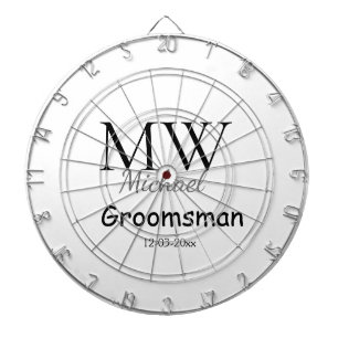 personalized simple monogram name groomsman minima dart board